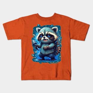 Warrior Racoon Splash Art Kids T-Shirt